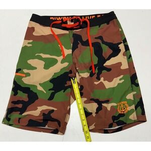 DIXXON Camo Board Shorts Men's Swim Trunks Orange Accents Back Pocket Size 30